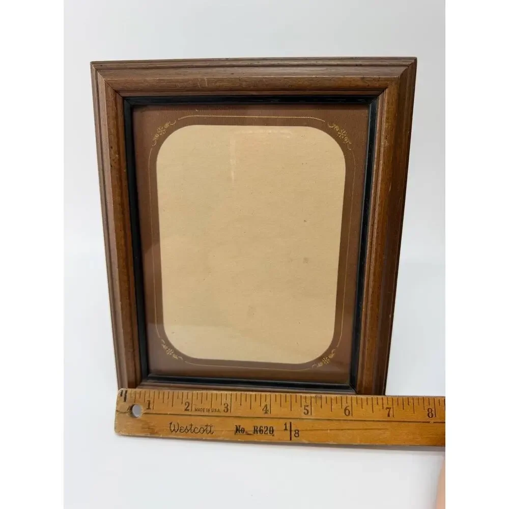 Wood Picture Frame Desktop Display Glass Insert Brown Wood Photo Frame Stand